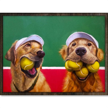 Honden op Tennisbaan - Diamond Painting - 30x40cm - Rond